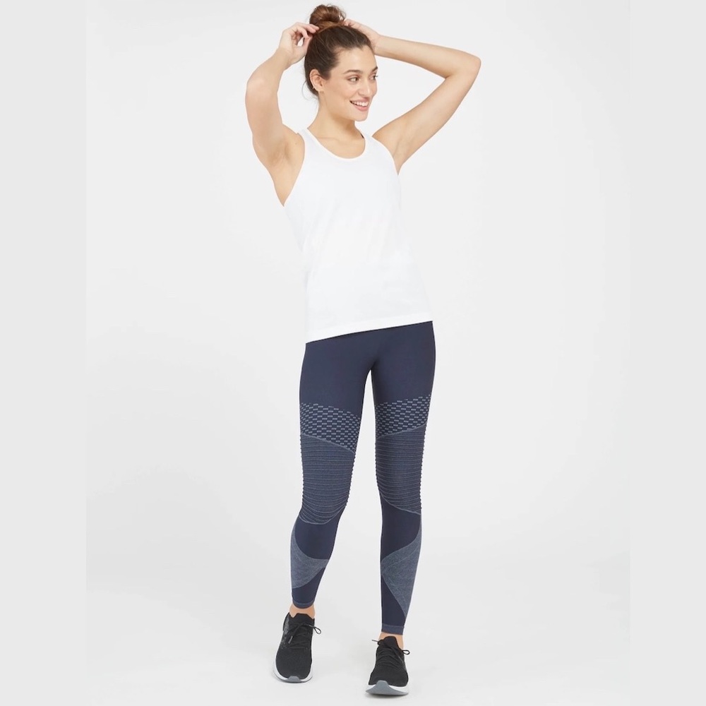 NWT Spanx Navy Blue Indigo Sky Look at Me Now Seamless Moto Leggings